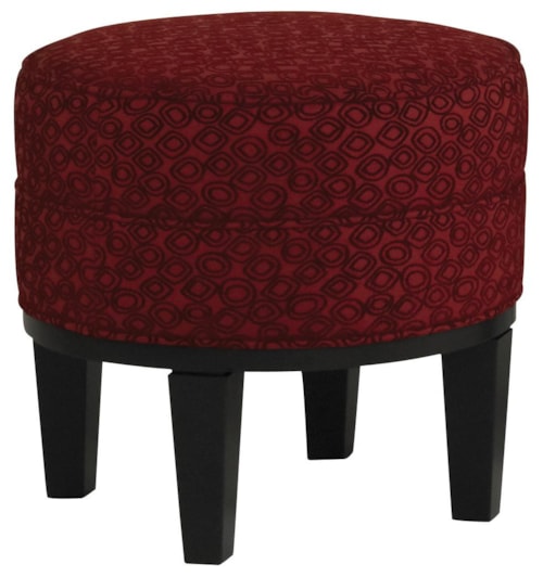 Round Upholstered Bunching Footstool with High Wood Legs