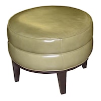 Round Upholstered Bunching Footstool with High Wood Legs