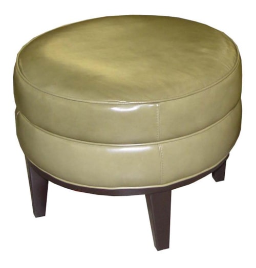 Round Upholstered Bunching Footstool with High Wood Legs