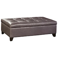 Contemporary Storage Leather Ottoman