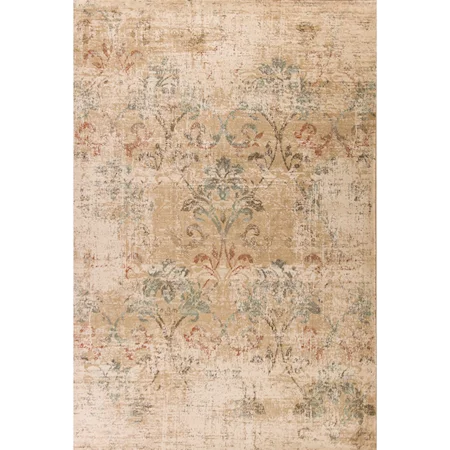 5'3" X 7'8" Champagne Damask Area Rug