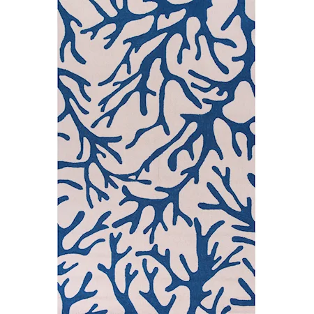 2' X 7'6" Ivory/Blue Coral Area Rug