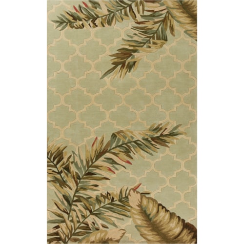 5'6" Sage Tropical Mosaic Round Rug