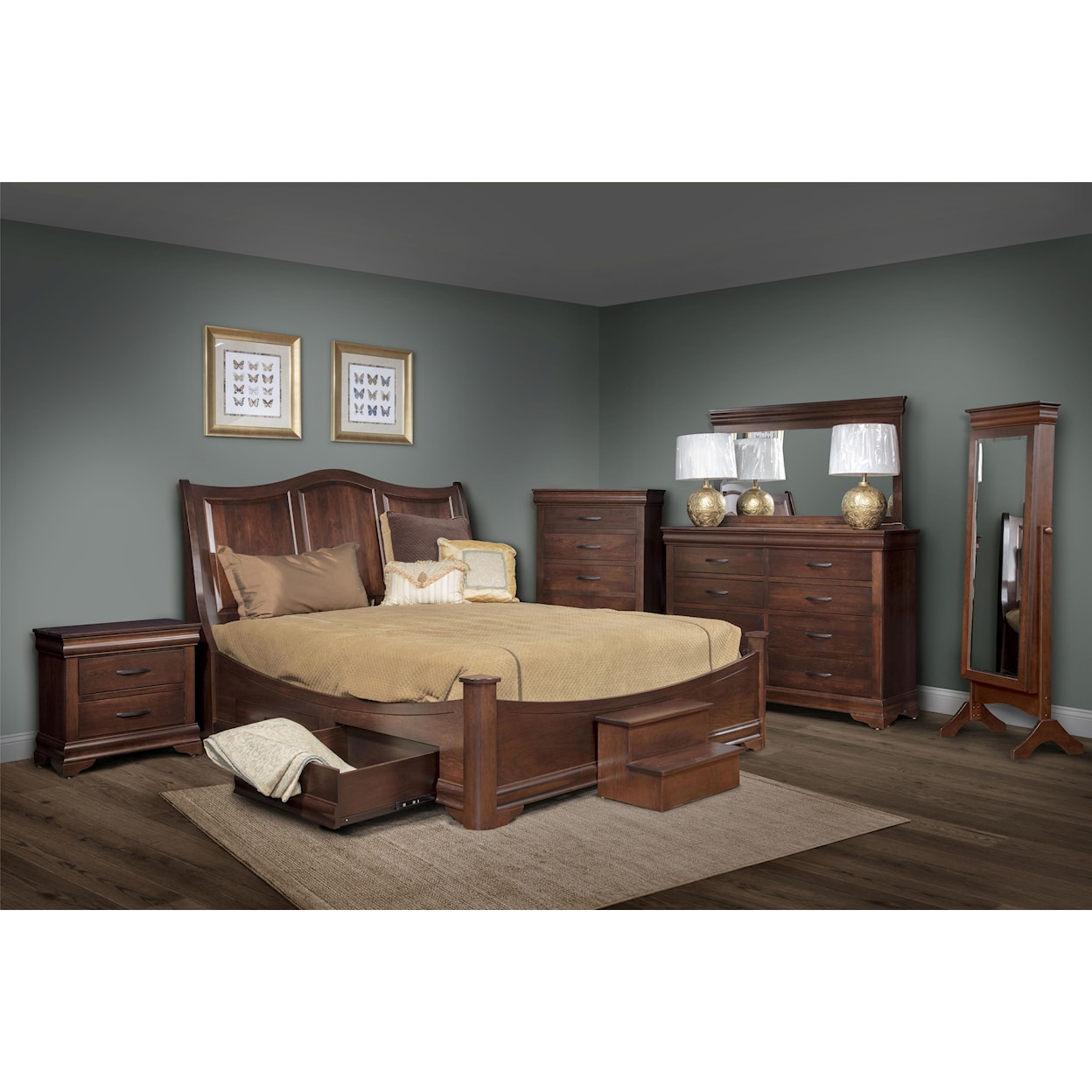 Wayside Custom Furniture Normandy Queen Sleigh Bed With Side Storage