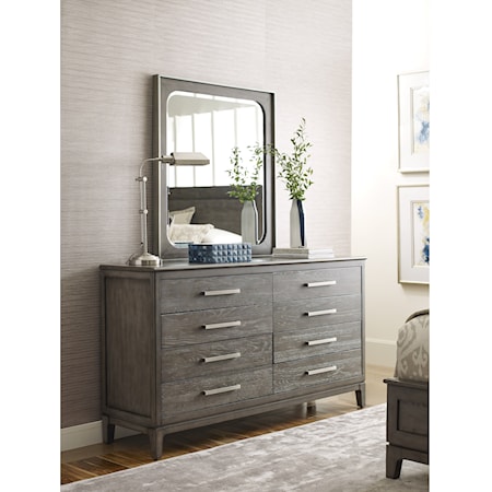 Sellers Solid Wood 8-Drawer Dresser and Mirror Set