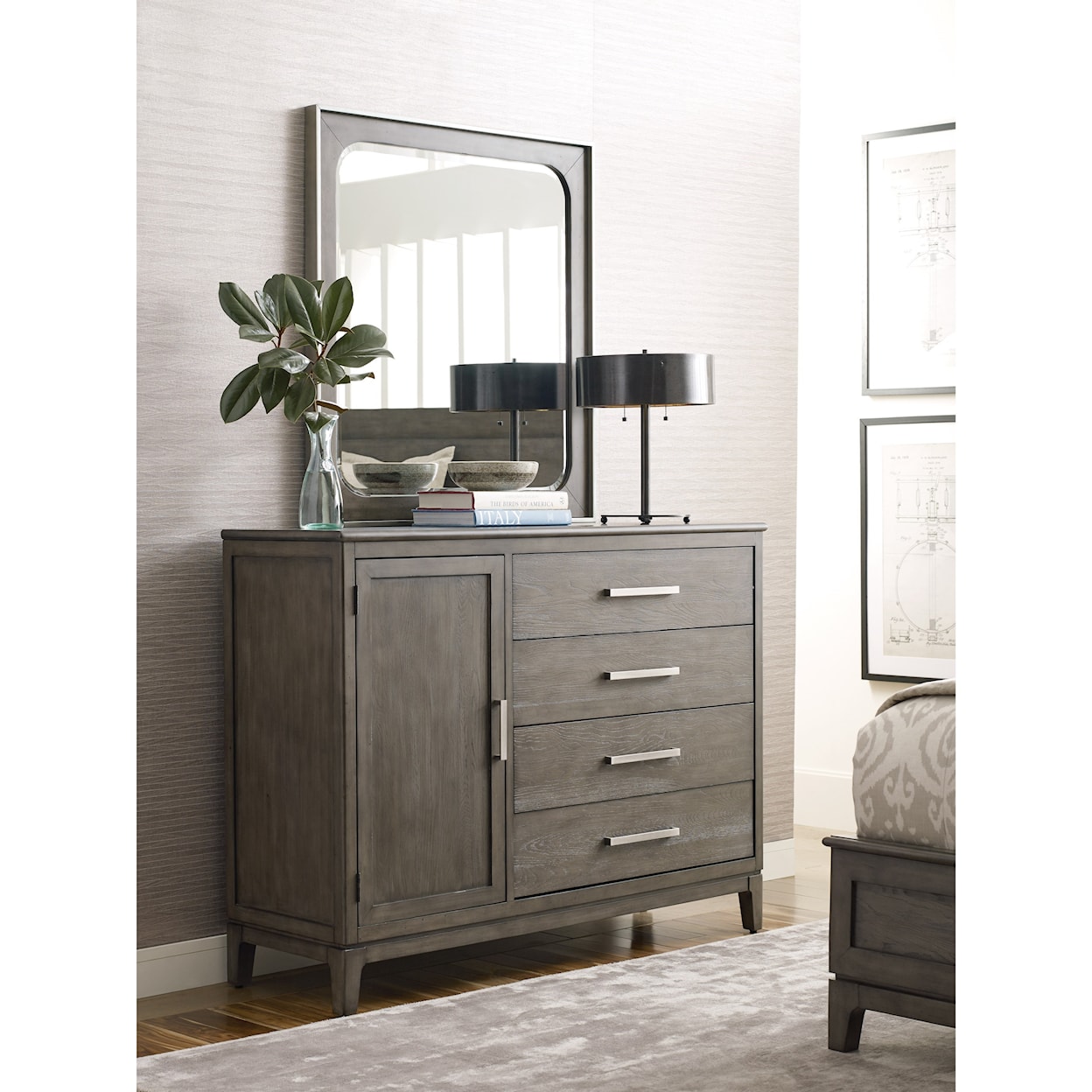 Kincaid Furniture Cascade Garrison Door Bureau and Mirror Set