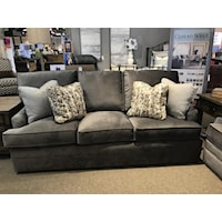 Contemporary Gray Sofa with Track Arms