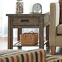 Rustic Weathered Gray End Table with Drawer