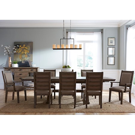 Nine Piece Rustic Dining Set