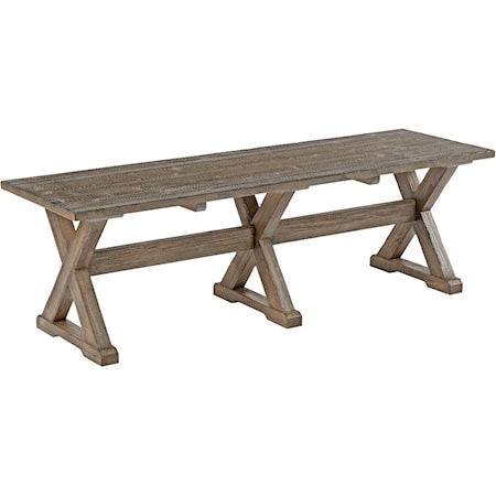 Rustic Solid Wood Dining Bench with Burnished Gray Finish