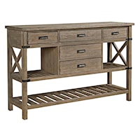 Rustic Weathered Gray Sideboard with Silverware Storage