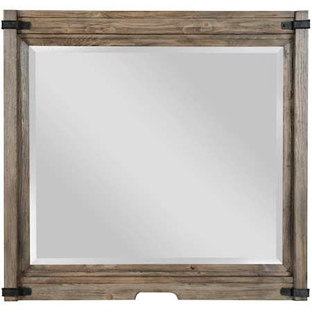 Rustic Bureau Mirror with Bracket Detail