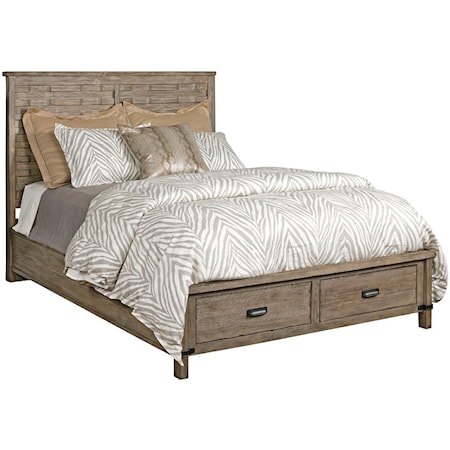 Queen Rustic Panel Bed with Storage Footboard