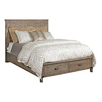 Queen Rustic Panel Bed with Storage Footboard