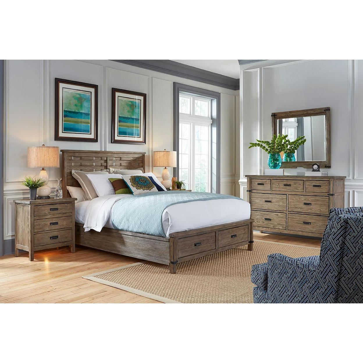 Kincaid Furniture Foundry Queen Panel Bed with Storage Footboard