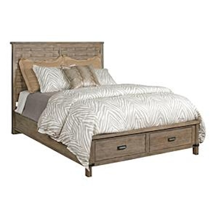 Queen Panel Bed with Storage Footboard