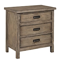 Rustic Weathered Gray Nightstand with Built-In Nightlight and Power Outlet