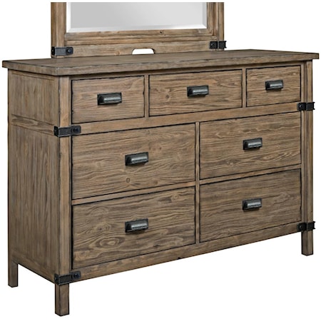 Rustic Weathered Gray Bureau with Drop-Front Media Drawer