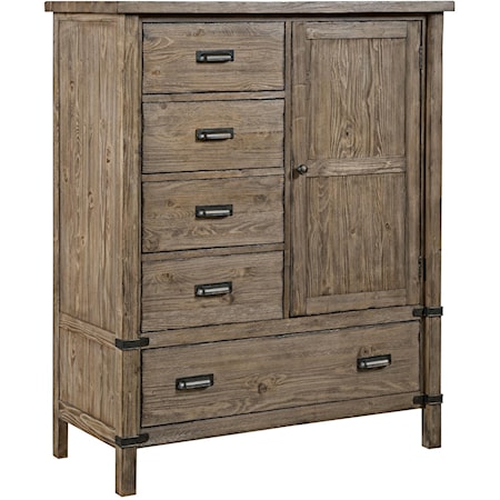 Rustic Weathered Gray Door Chest with Adjustable Shelves