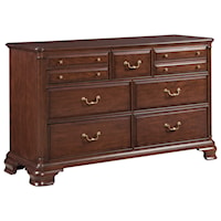 Traditional Seven Drawer Bureau with Jewelry Tray and Flip-Front Media Drawer