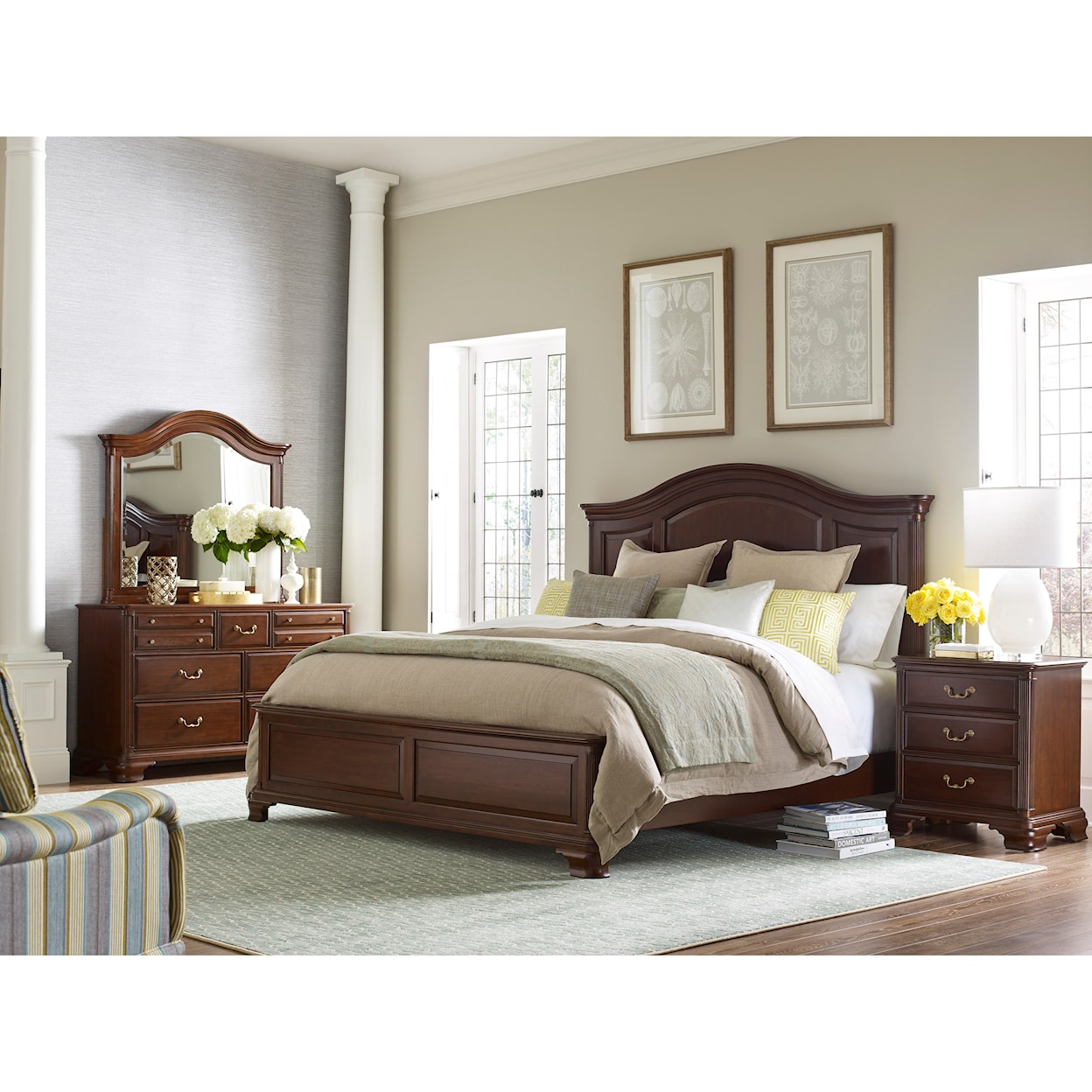 Kincaid Furniture Hadleigh Arched Panel Bed Cali King Package