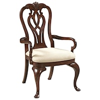 Traditional Queen Anne Arm Chair with Upholstered Seat
