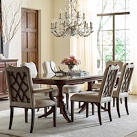 Seven Piece Formal Dining Set with Upholstered Chairs
