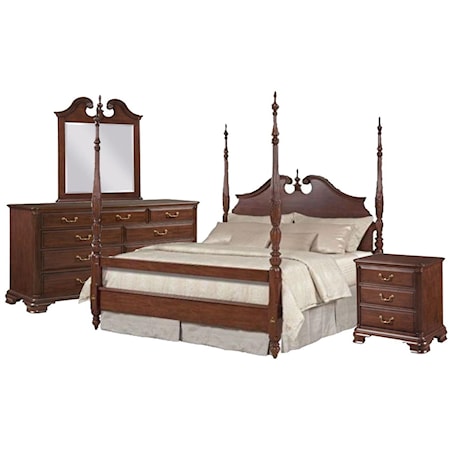 Queen Bed, Dresser, Mirror, and Nightstand
