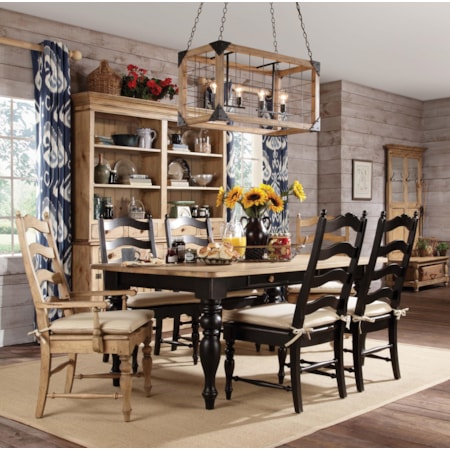 Seven Piece Dining Table and Chair Set