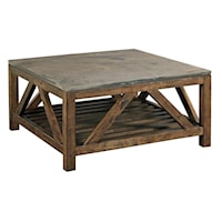 Industrial Rustic Square Cocktail Table with Finished Concrete Top