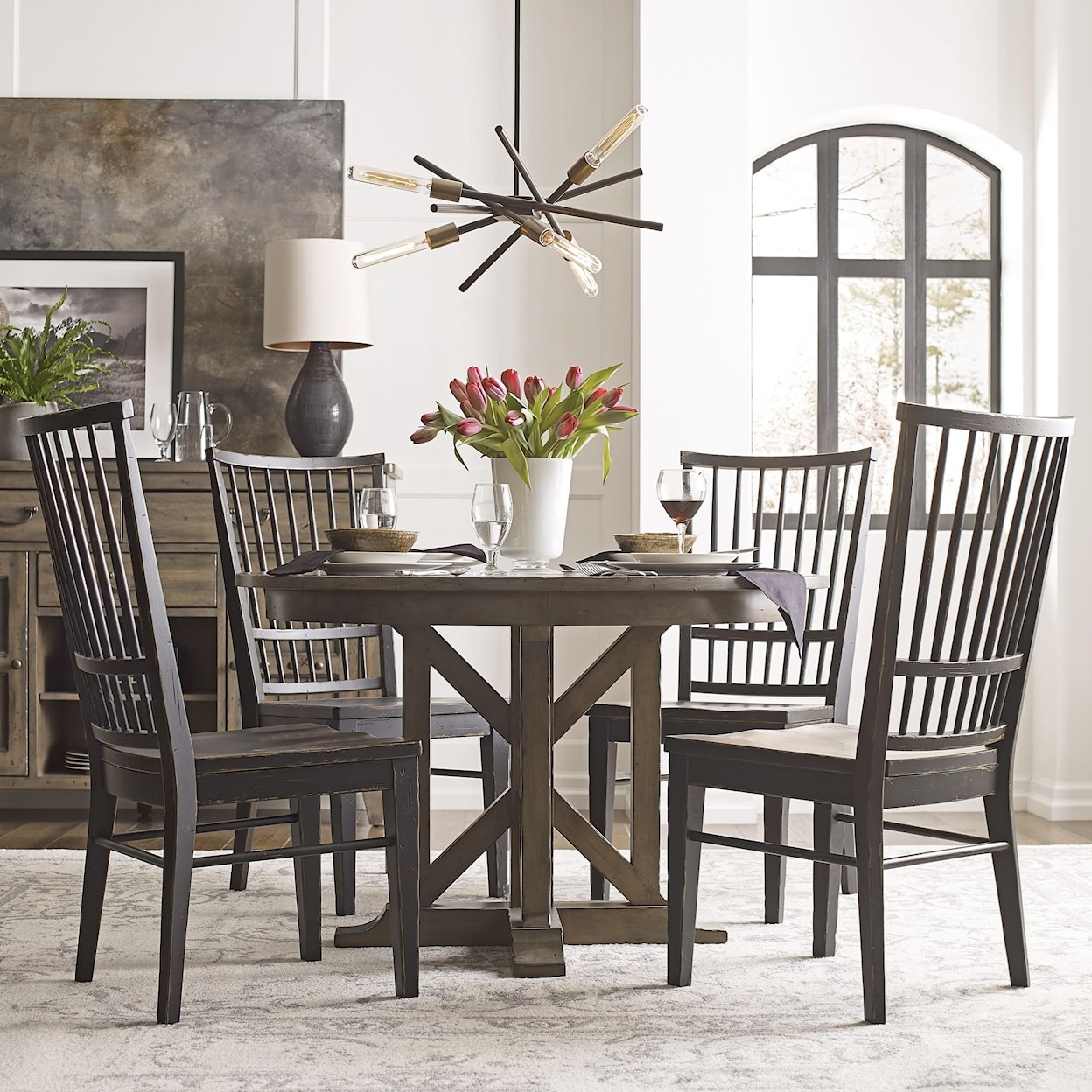 Kincaid Furniture Mill House Dining Table Set with 4 Chairs