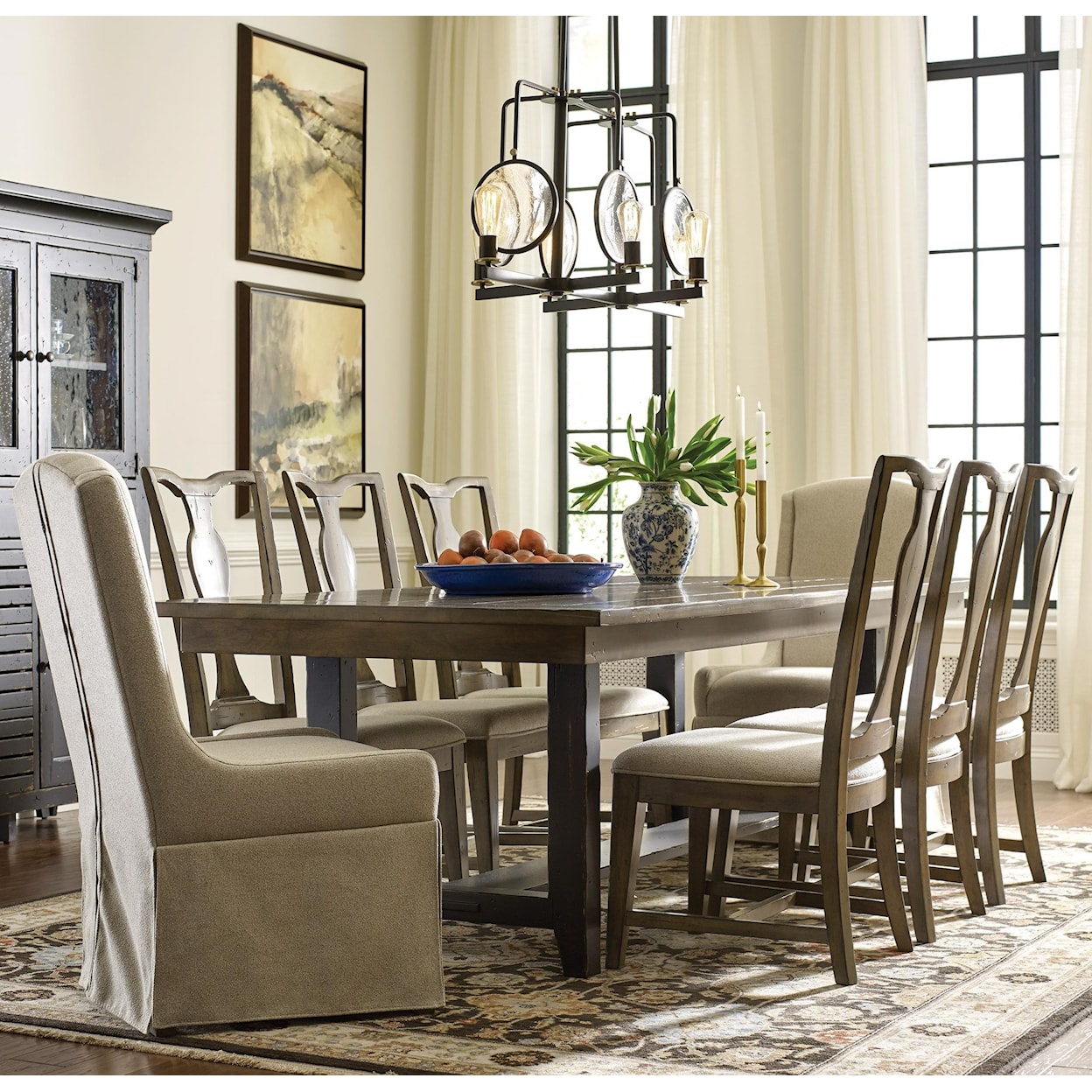 Kincaid Furniture Mill House Dining Table and Chair Set for 8
