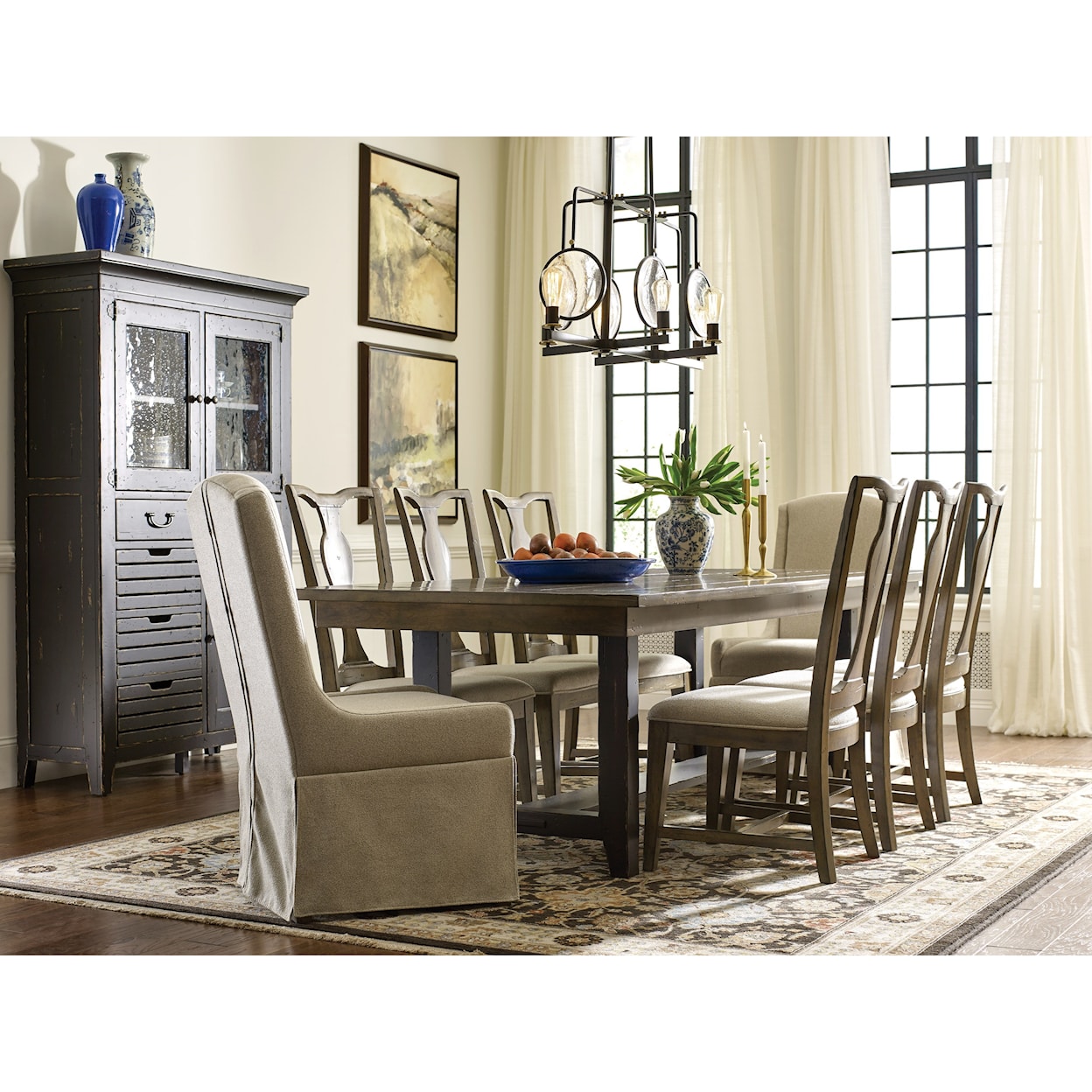 Kincaid Furniture Mill House Dining Table and Chair Set for 8