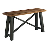 Crossfit Sofa Table with Solid Acacia Top and Rustic Metal Base