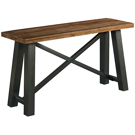 Crossfit Sofa Table with Solid Acacia Top and Rustic Metal Base