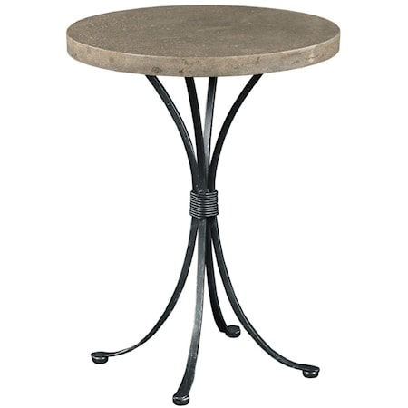 Transitional Round Chairside Table with Concrete Top