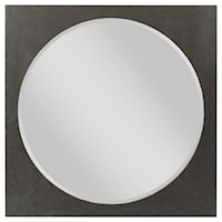 Modern Square Mirror with Dark Metal Trim