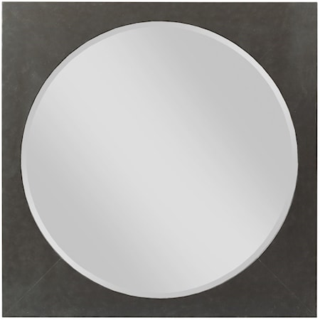 Modern Square Mirror with Dark Metal Trim