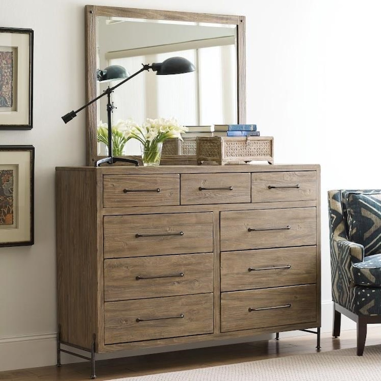 Kincaid Furniture Modern Forge Dresser and Mirror Set