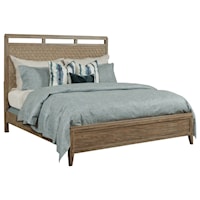 Linden King Solid Wood Panel Bed with Woven Seagrass Headboard
