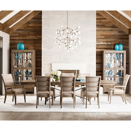9-Piece Dining Set with Upholstered Chairs