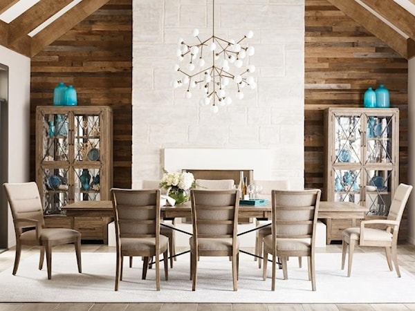 9-Piece Dining Set with Upholstered Chairs