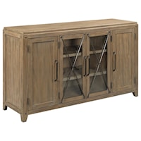 Dawson 4-Door Solid Wood Server with Glass Doors and Metal Trim