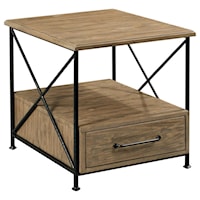 Modern Rustic Solid Wood End Table with Drawer