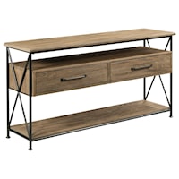 Modern Rustic Solid Wood Sofa Table with 2 Drawers
