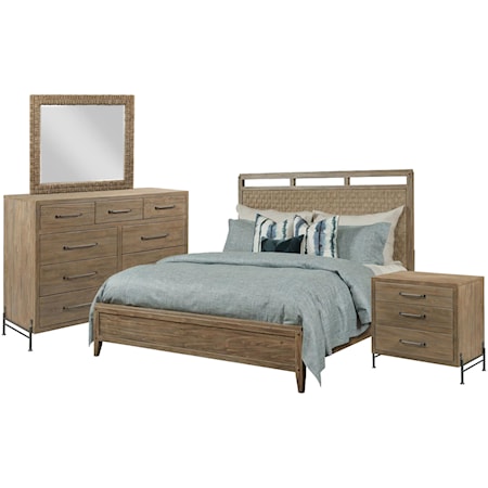 Queen Woven Bed, Chest, Mirror, Nightstand