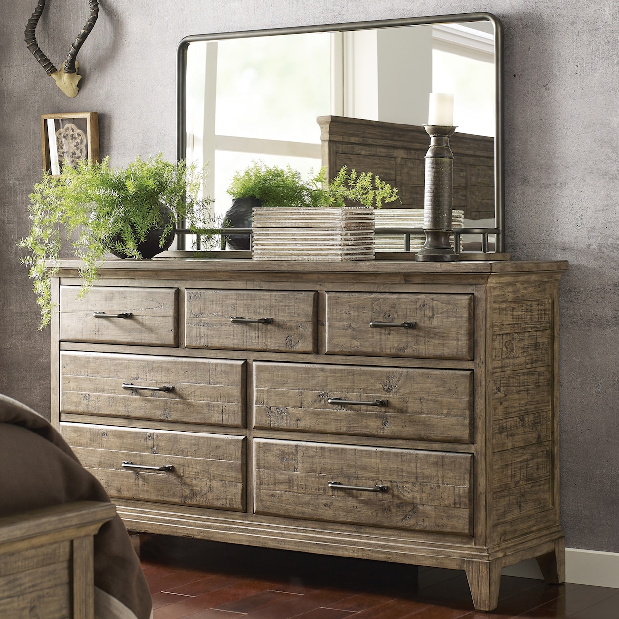 Kincaid Furniture Plank Road Farmstead Dresser + Westwood Mirror Set