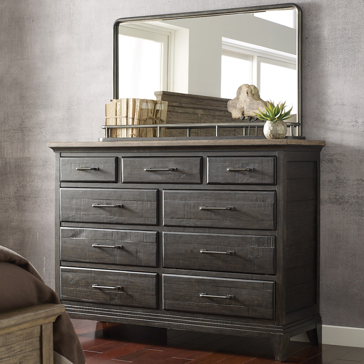 Kincaid Furniture Plank Road Westwood Bureau and Mirror Set