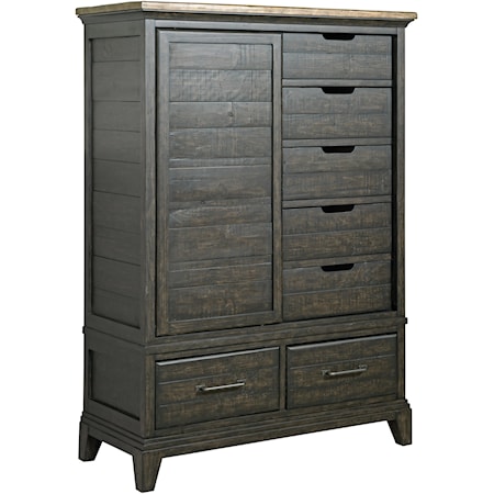 Wheeler Solid Wood Chest with Sliding Door and Seven Drawers                                