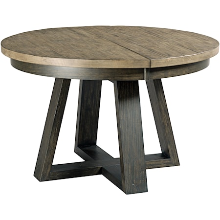 Button Solid Wood Dining Table with One Extension Leaf                               